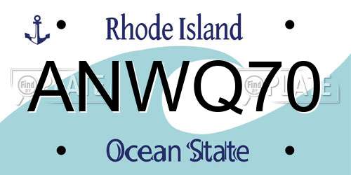 ANWQ70 Rhode Island License Plate