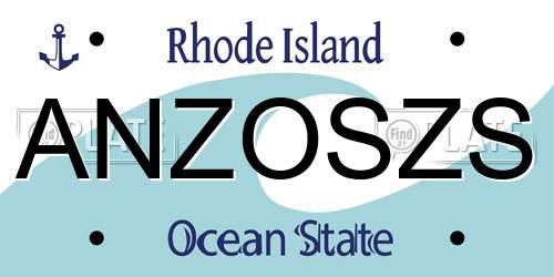 ANZOSZS Rhode Island License Plate