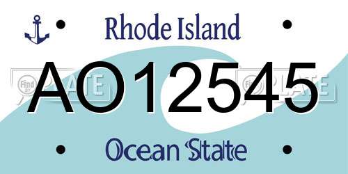 AO12545 Rhode Island License Plate