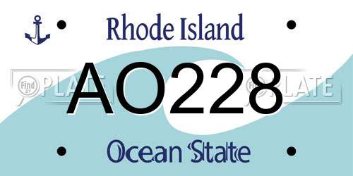 AO228 Rhode Island License Plate