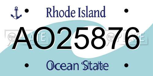 AO25876 Rhode Island License Plate