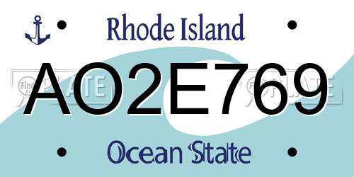 AO2E769 Rhode Island License Plate