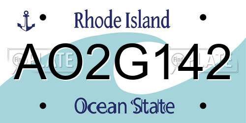 AO2G142 Rhode Island License Plate