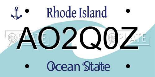 AO2Q0Z Rhode Island License Plate