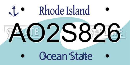 AO2S826 Rhode Island License Plate