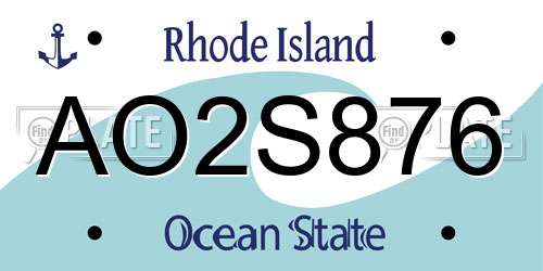 AO2S876 Rhode Island License Plate