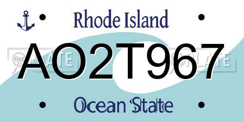 AO2T967 Rhode Island License Plate