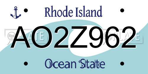 AO2Z962 Rhode Island License Plate