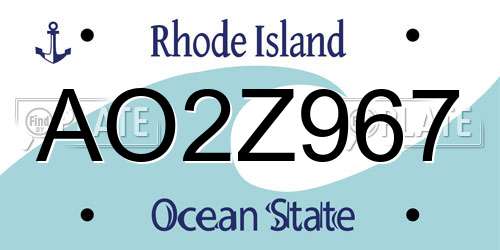 AO2Z967 Rhode Island License Plate
