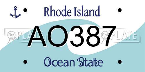 AO387 Rhode Island License Plate