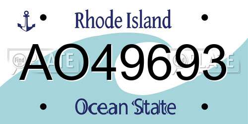 AO49693 Rhode Island License Plate