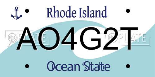 AO4G2T Rhode Island License Plate