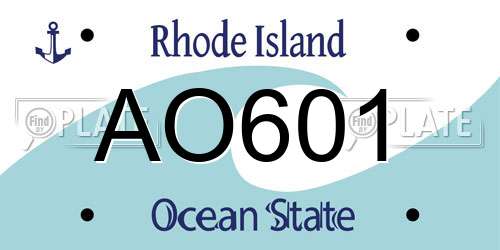 AO601 Rhode Island License Plate