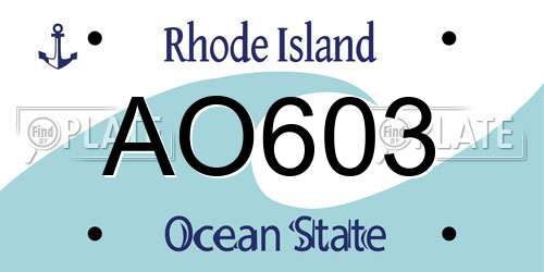 AO603 Rhode Island License Plate