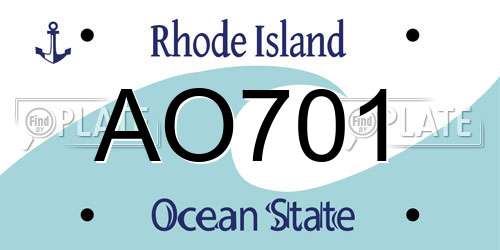 AO701 Rhode Island License Plate