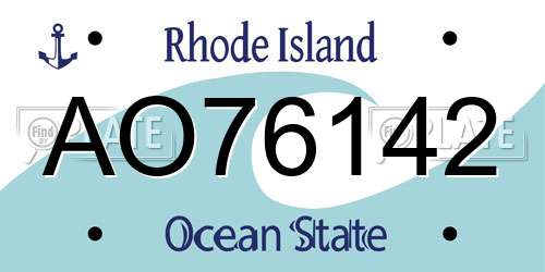 AO76142 Rhode Island License Plate