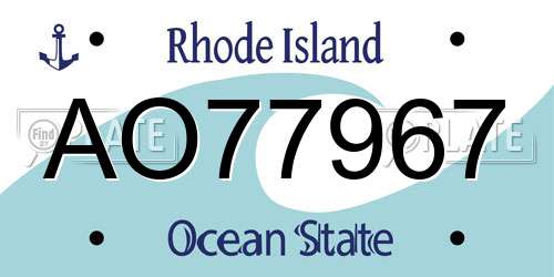 AO77967 Rhode Island License Plate