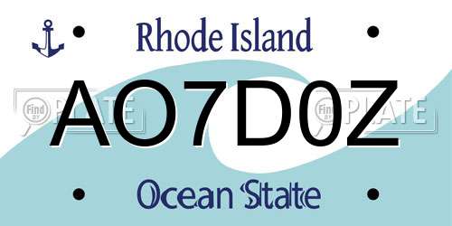 AO7D0Z Rhode Island License Plate