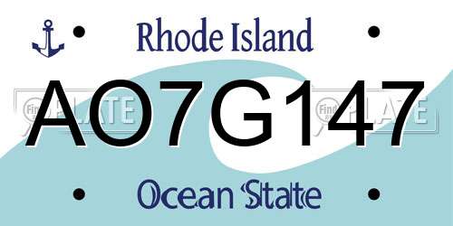 AO7G147 Rhode Island License Plate