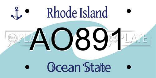 AO891 Rhode Island License Plate