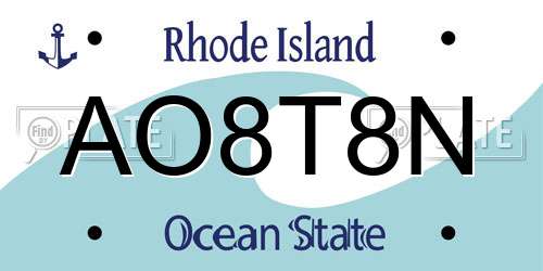 AO8T8N Rhode Island License Plate