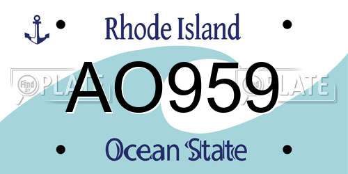 AO959 Rhode Island License Plate