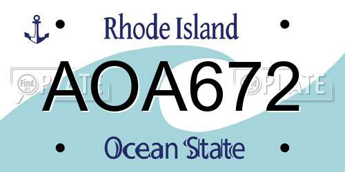 AOA672 Rhode Island License Plate