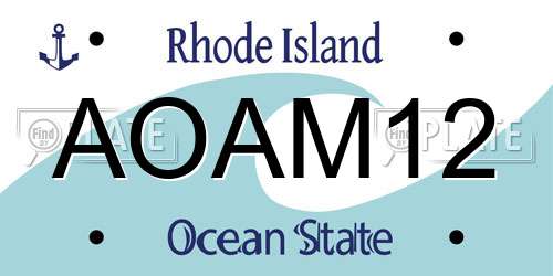 AOAM12 Rhode Island License Plate