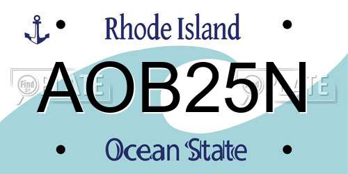 AOB25N Rhode Island License Plate