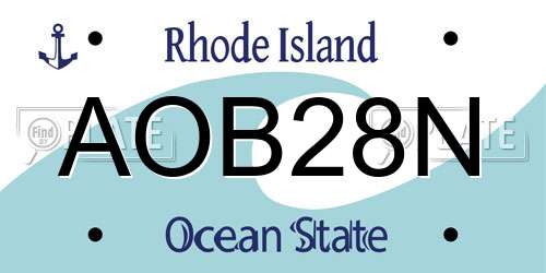 AOB28N Rhode Island License Plate