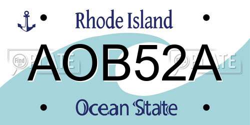 AOB52A Rhode Island License Plate