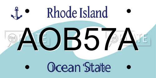 AOB57A Rhode Island License Plate