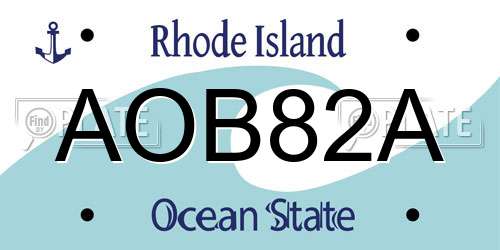 AOB82A Rhode Island License Plate