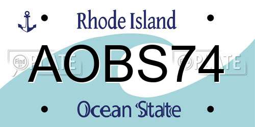 AOBS74 Rhode Island License Plate