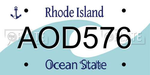 AOD576 Rhode Island License Plate