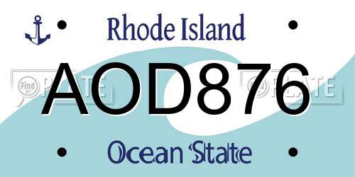 AOD876 Rhode Island License Plate