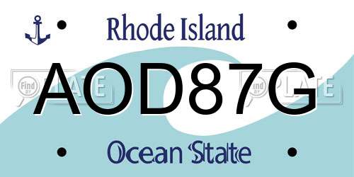 AOD87G Rhode Island License Plate