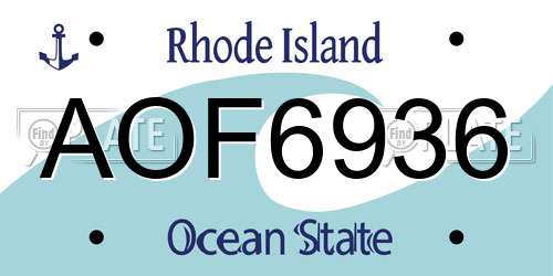 AOF6936 Rhode Island License Plate