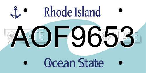 AOF9653 Rhode Island License Plate