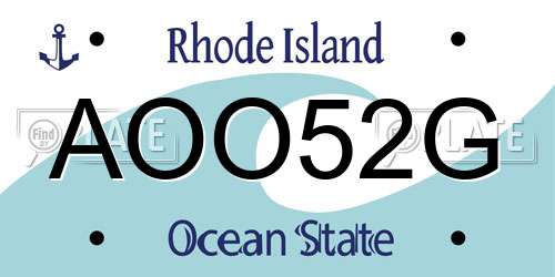 AOO52G Rhode Island License Plate