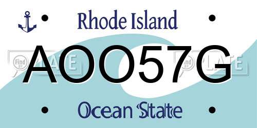 AOO57G Rhode Island License Plate