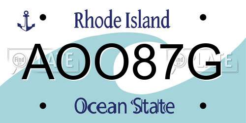 AOO87G Rhode Island License Plate