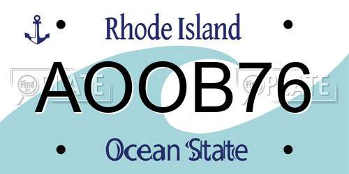 AOOB76 Rhode Island License Plate