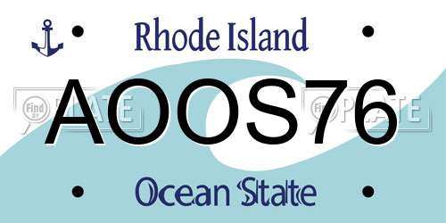 AOOS76 Rhode Island License Plate