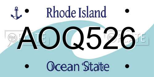 AOQ526 Rhode Island License Plate