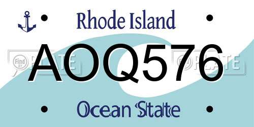AOQ576 Rhode Island License Plate