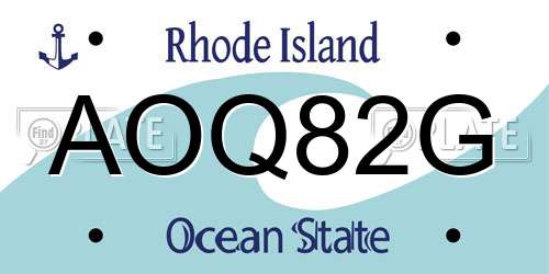 AOQ82G Rhode Island License Plate