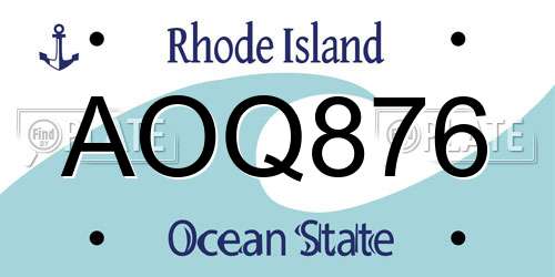 AOQ876 Rhode Island License Plate
