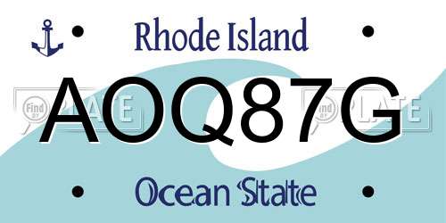 AOQ87G Rhode Island License Plate