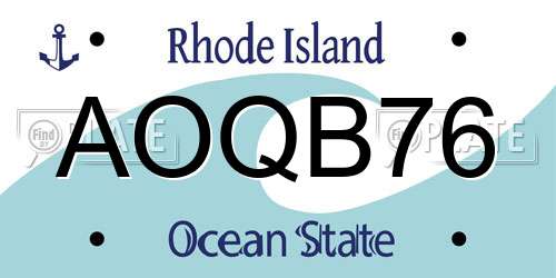 AOQB76 Rhode Island License Plate